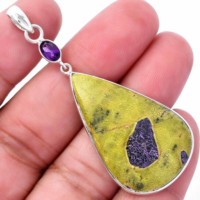 Stichtite and Amethyst Pendant SDP145600 P-1098, 23x37 mm
