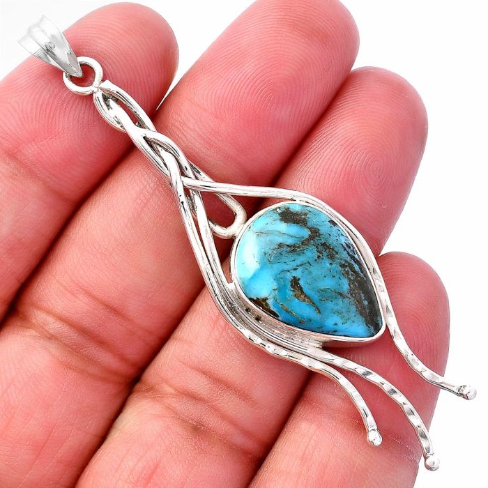 Natural Turquoise Morenci Mine Pendant SDP146212 P-1728, 12x18 mm