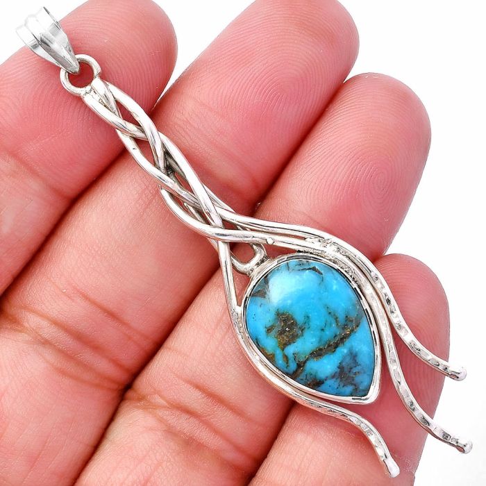 Natural Turquoise Morenci Mine Pendant SDP146252 P-1728, 12x17 mm