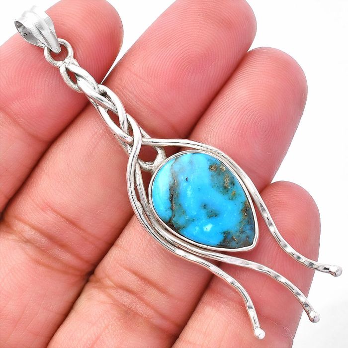 Natural Turquoise Morenci Mine Pendant SDP146259 P-1728, 13x19 mm