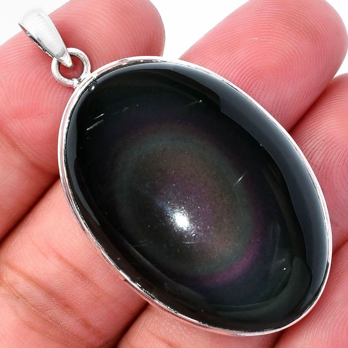 Obsidian Eye Pendant SDP146473 P-1124, 25x37 mm