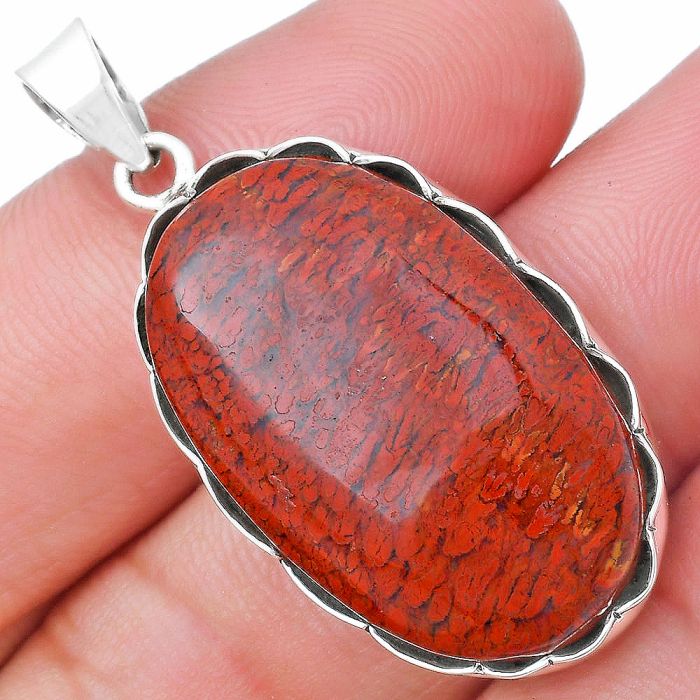 Red Moss Agate Pendant SDP147142 P-1555, 18+30 mm