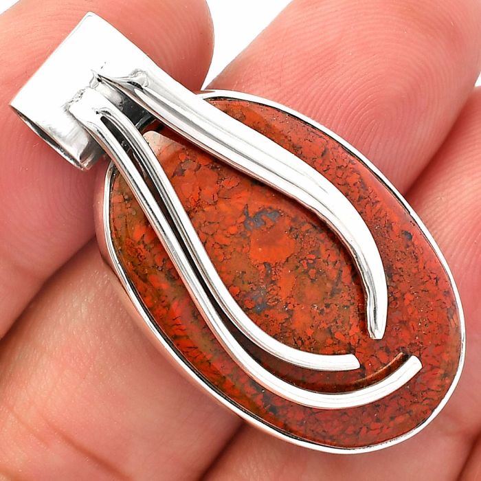 Red Moss Agate Pendant SDP147249 P-1252, 20x31 mm