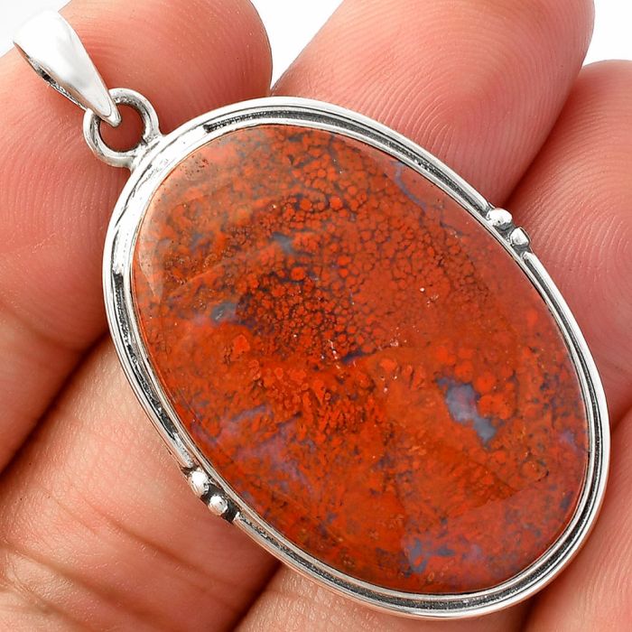 Red Moss Agate Pendant SDP147373 P-1064, 22x33 mm