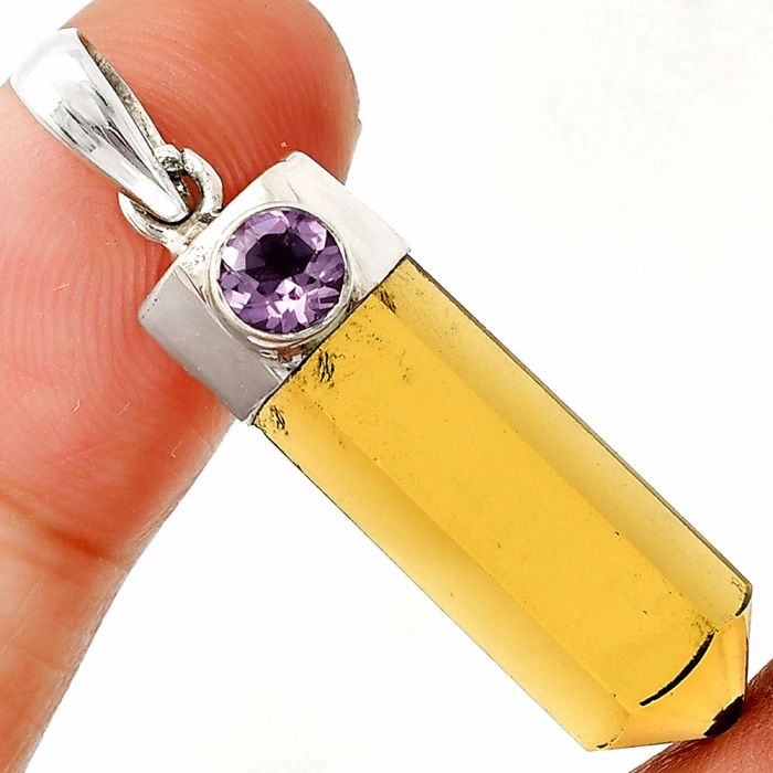 Point - Citrine and Amethyst Pendant SDP149010 P-1107, 8x25 mm