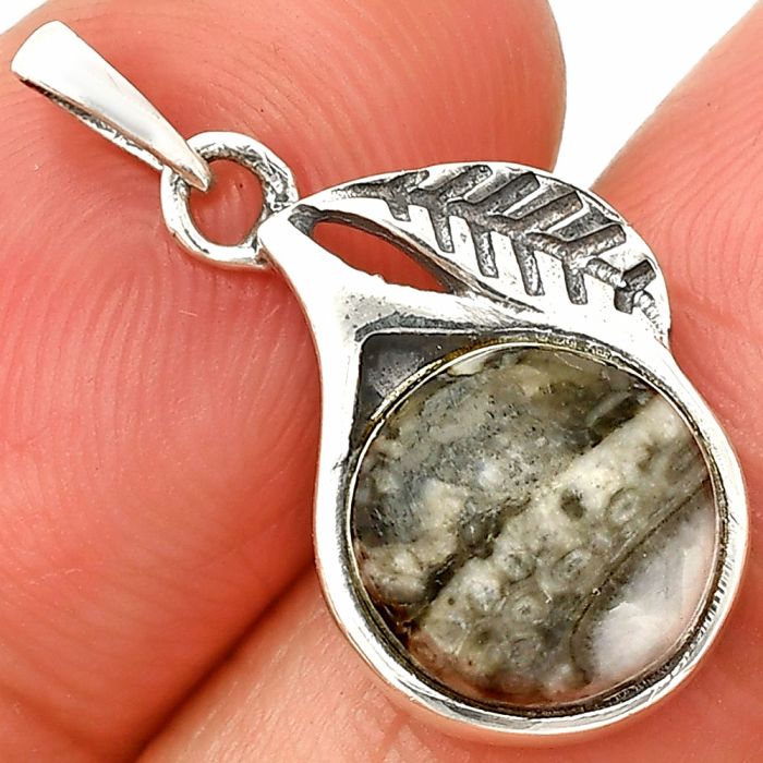 Leaf - Mexican Cabbing Fossil Pendant SDP149398 P-1105, 10x10 mm