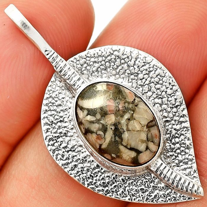 Crinoid Fossil Coral Pendant SDP149563 P-1218, 9x13 mm