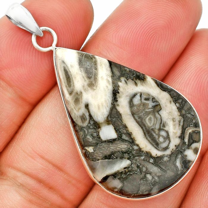 Mexican Cabbing Fossil Pendant SDP150429 P-1001, 23x34 mm