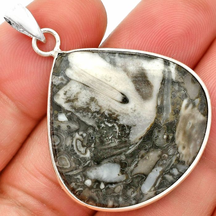Mexican Cabbing Fossil Pendant SDP150454 P-1001, 29x30 mm