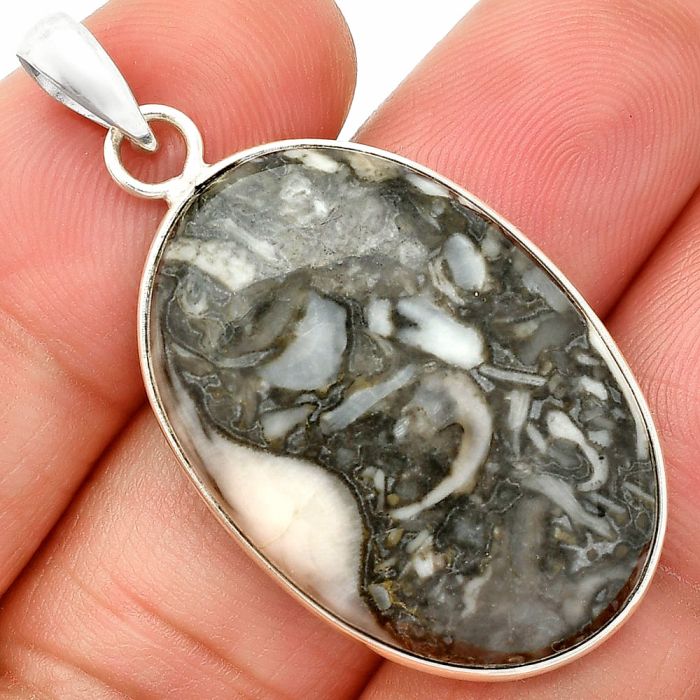 Mexican Cabbing Fossil Pendant SDP150458 P-1001, 21x30 mm