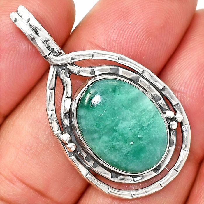 Green Lace Agate Pendant SDP151080 P-1410, 13x18 mm