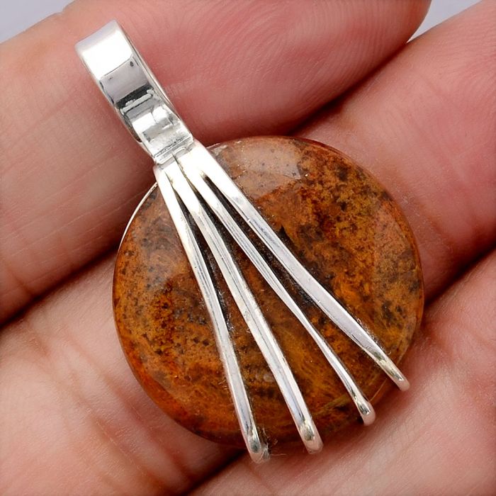 Natural Red Moss Agate Pendant SDP70993 P-1302, 22x22 mm