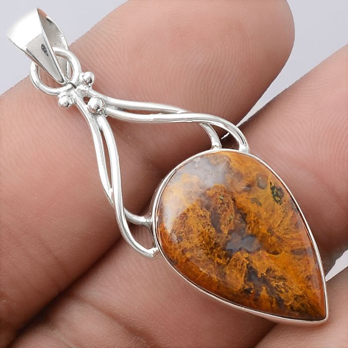 Natural Red Moss Agate Pendant SDP71972 P-1253, 15x22 mm