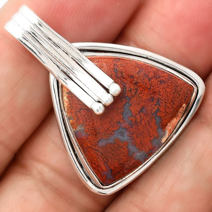 Natural Red Moss Agate Pendant SDP72454 P-1664, 21x21 mm