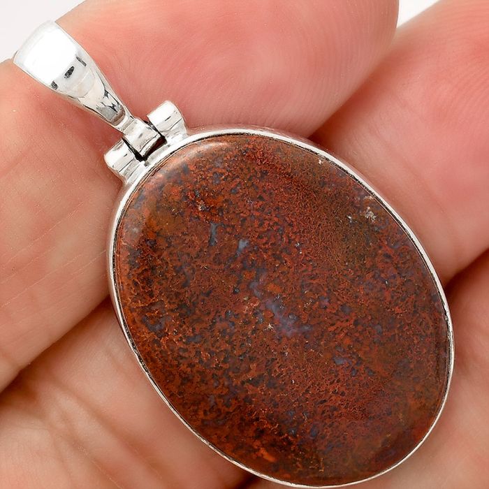 Natural Red Moss Agate Pendant SDP72816 P-1151, 20x28 mm