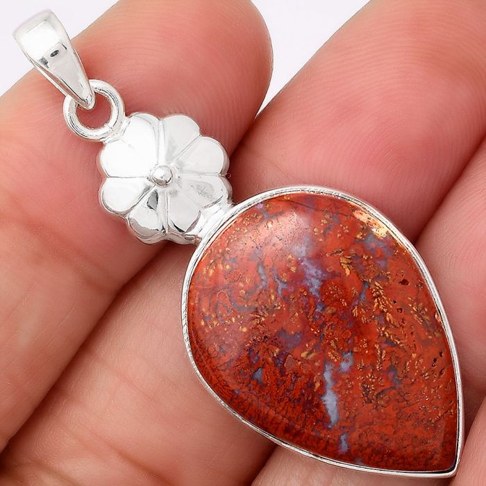 Natural Red Moss Agate Pendant SDP74945 P-1308, 18x26 mm