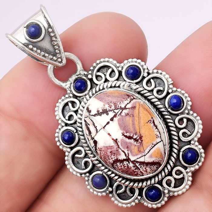 Natural Sonora Dendritic and Lapis Pendant SDP75024 P-1144, 11x15 mm