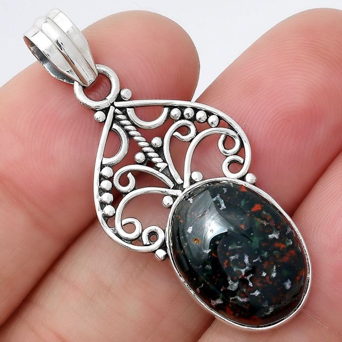 Natural Blood Stone - India Pendant SDP76391 P-1541, 12x16 mm