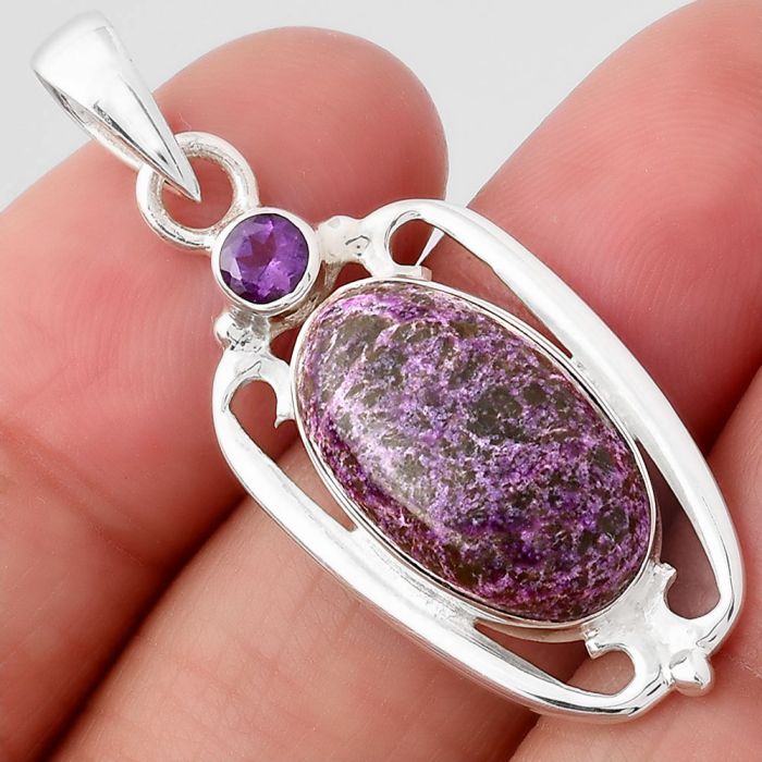 Purpurite - South Africa and Amethyst Pendant SDP78084 P-1623, 11x18 mm