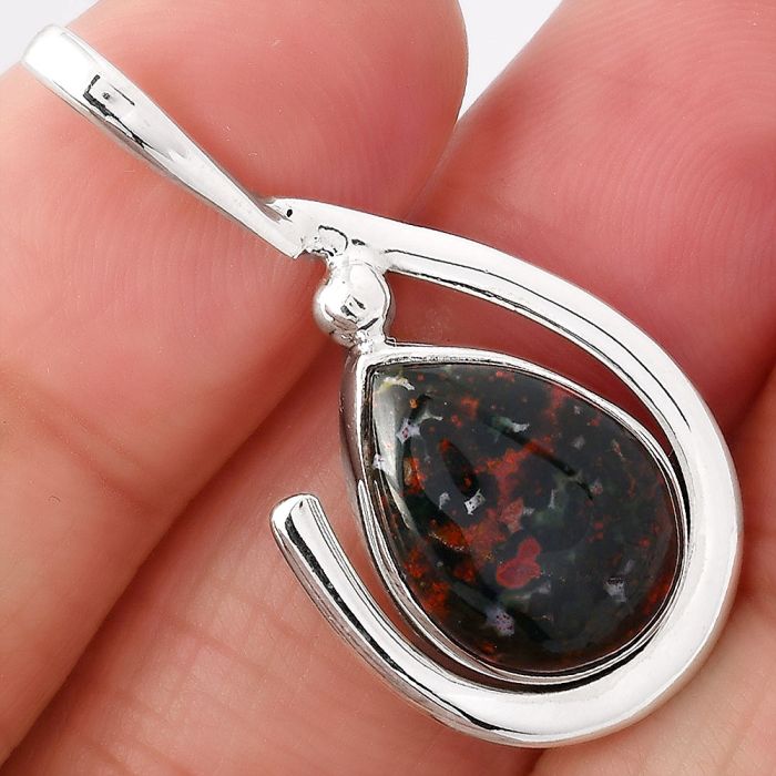 Natural Blood Stone - India Pendant SDP78163 P-1717, 11x15 mm