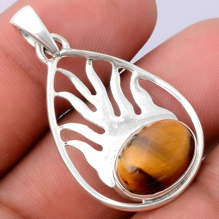 Fire Flame - Tiger Eye - Africa Pendant SDP79589 P-1209, 10x14 mm