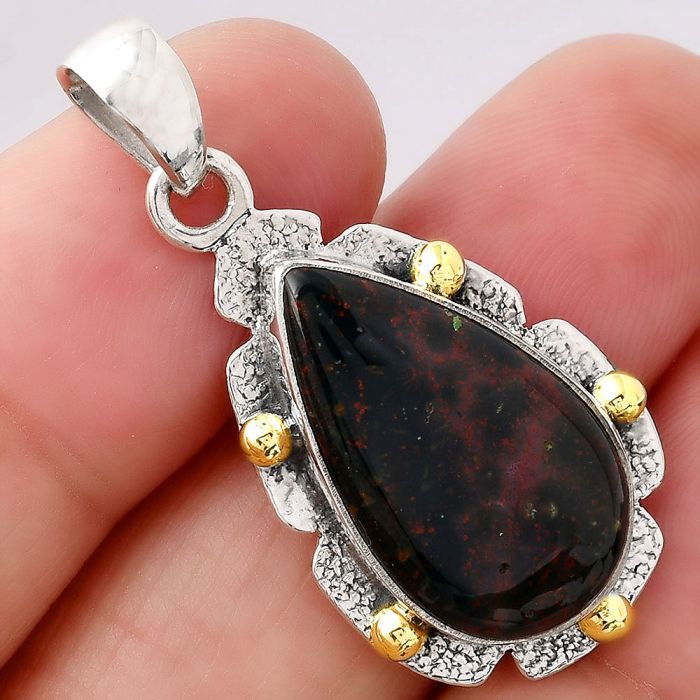 Natural Blood Stone - India Pendant SDP80518 P-1485, 13x22 mm