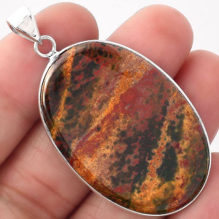 Natural Blood Stone - India Pendant SDP82398 P-1001, 26x40 mm
