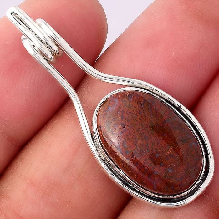 Natural Red Moss Agate Pendant SDP83296 P-1590, 12x18 mm