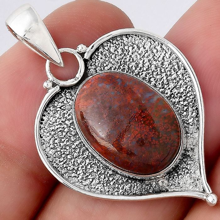 Natural Red Moss Agate Pendant SDP84211 P-1503, 11x15 mm