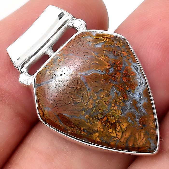 Natural Red Moss Agate Pendant SDP86313 P-1259, 19x23 mm