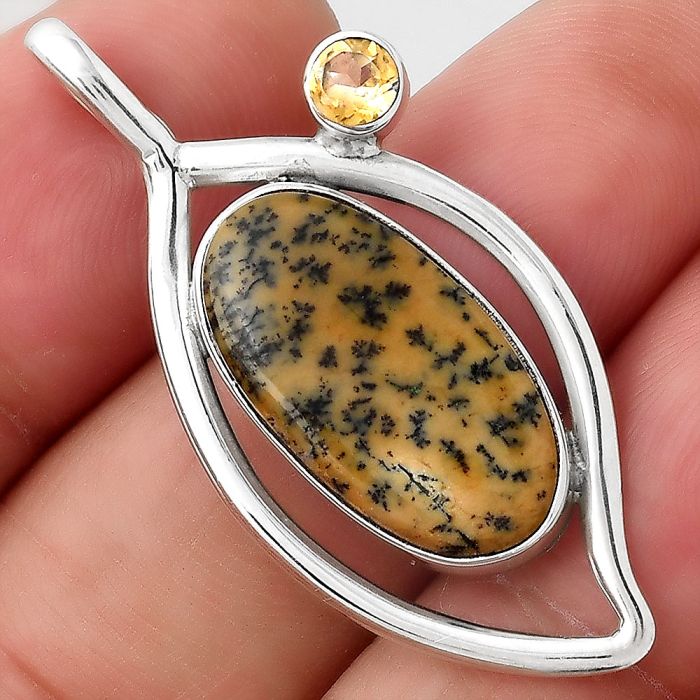 Natural Amethyst Sage Agate and Citrine Pendant SDP87431 P-1640, 11x20 mm