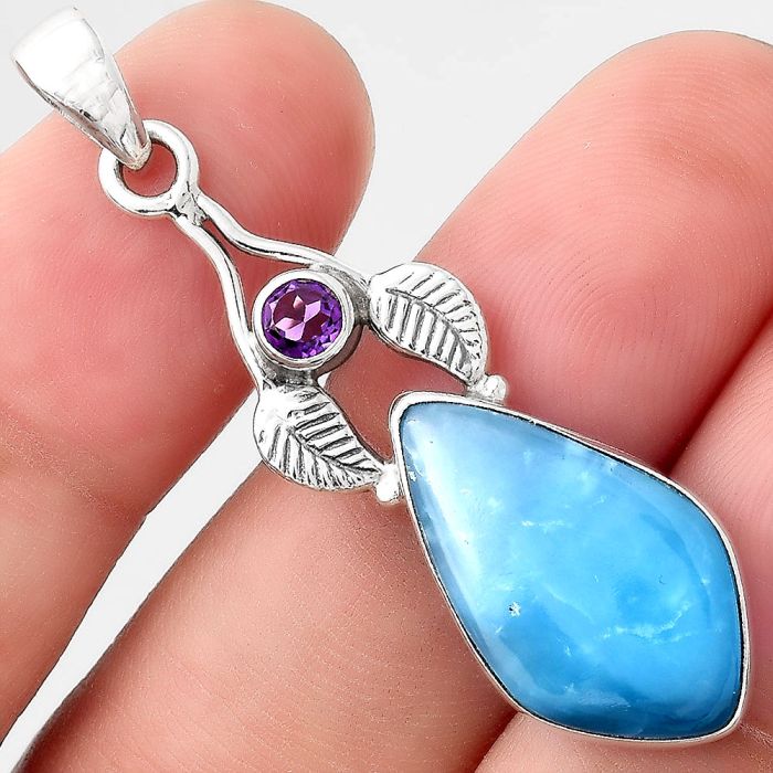 Natural Smithsonite and Amethyst Pendant SDP89795 P-1416, 12x21 mm