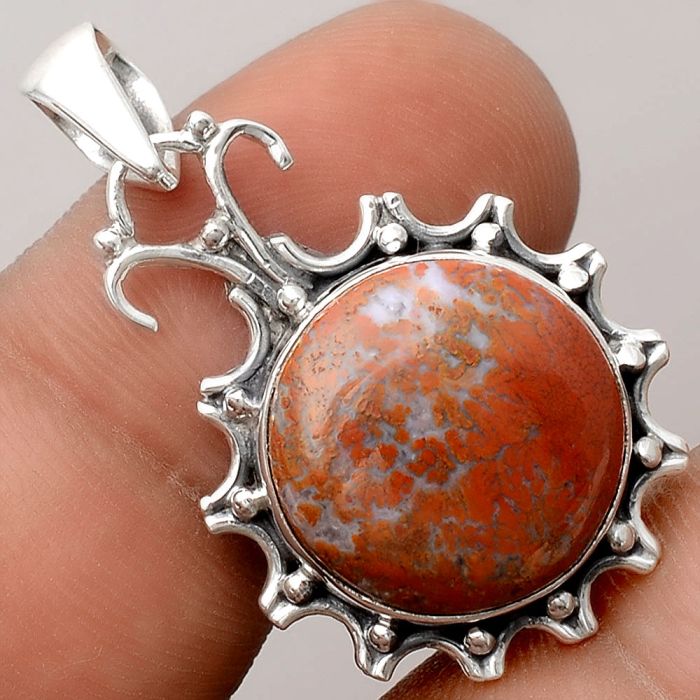 Natural Red Moss Agate Pendant SDP91140 P-1249, 15x15 mm