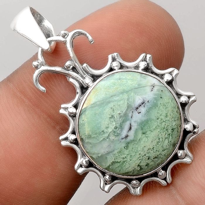 Dendritic Chrysoprase - Africa 925 Sterling Silver Pendant Jewelry SDP91151 P-1249, 16x16 mm