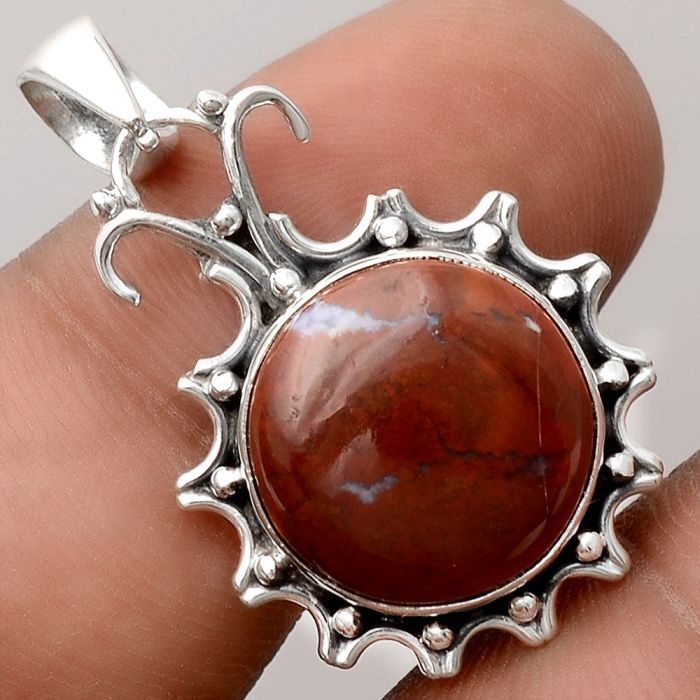 Natural Red Moss Agate Pendant SDP91156 P-1249, 14x14 mm