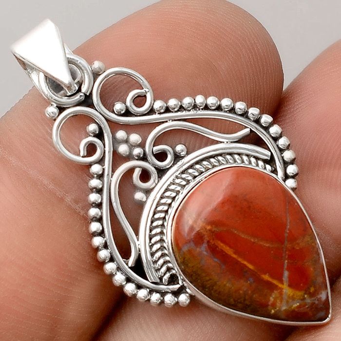 Natural Red Moss Agate Pendant SDP91191 P-1541, 12x16 mm