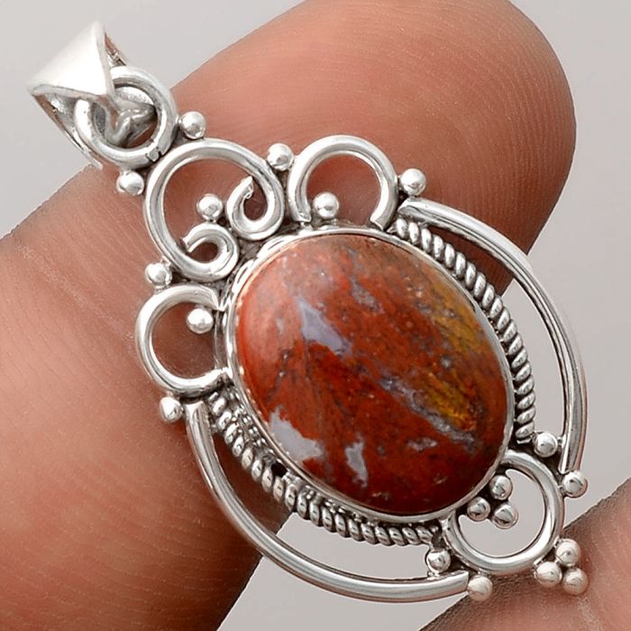 Natural Red Moss Agate Pendant SDP91210 P-1569, 11x15 mm