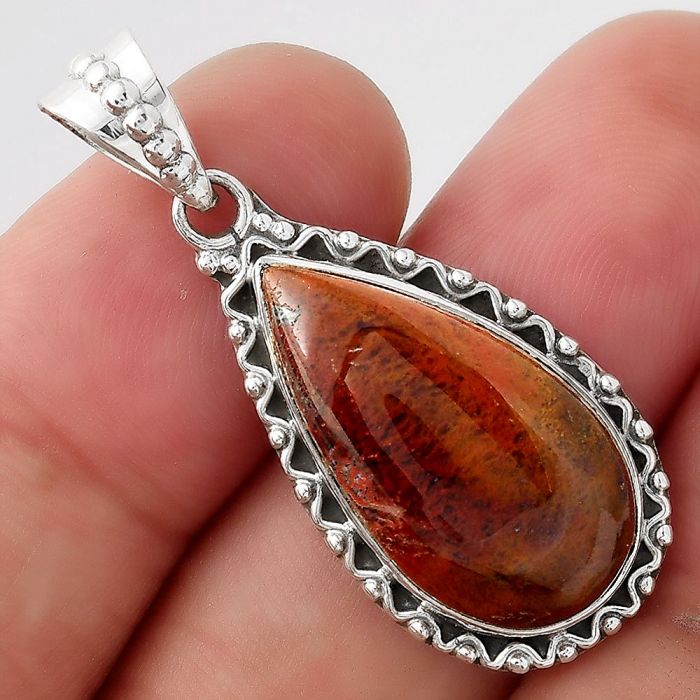 Natural Red Moss Agate Pendant SDP93277 P-1514, 12x23 mm