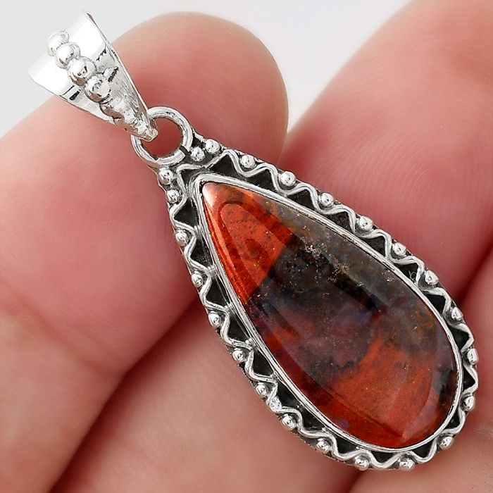 Natural Red Moss Agate Pendant SDP93283 P-1514, 10x23 mm