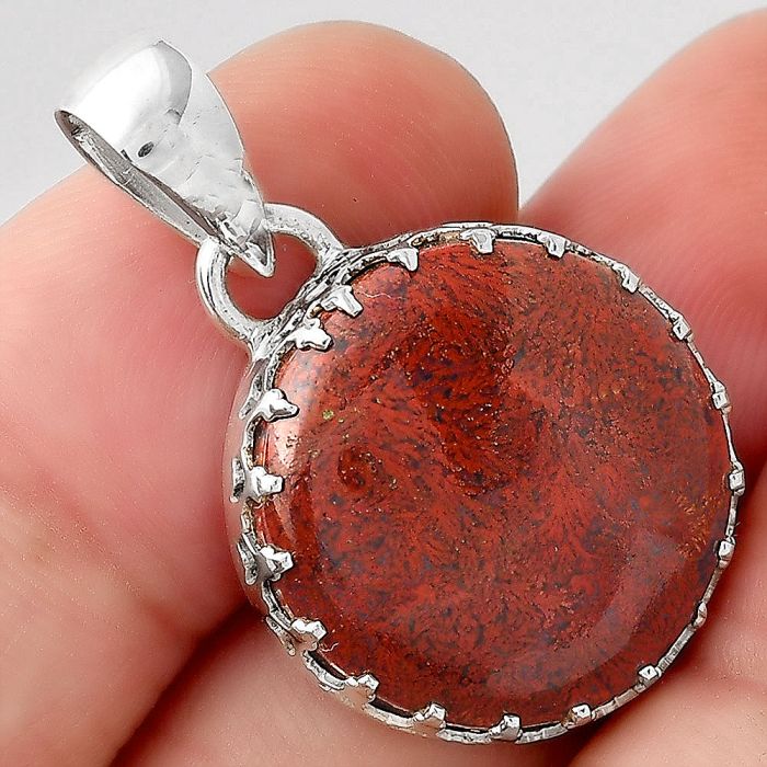 Natural Red Moss Agate Pendant SDP93352 P-1325, 19x19 mm