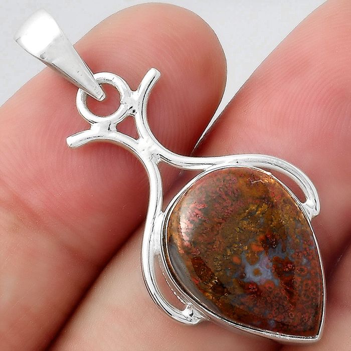 Natural Red Moss Agate Pendant SDP95148 P-1592, 13x18 mm