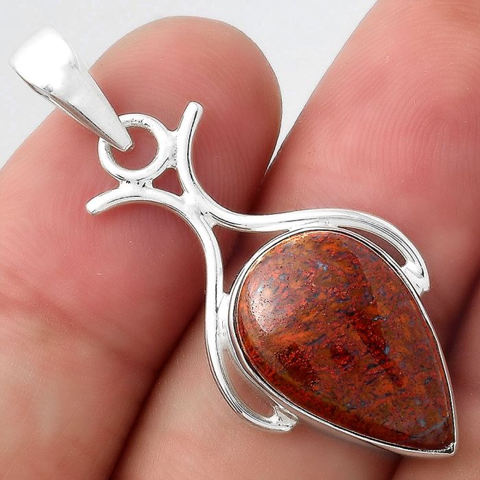 Natural Red Moss Agate Pendant SDP95167 P-1592, 12x18 mm