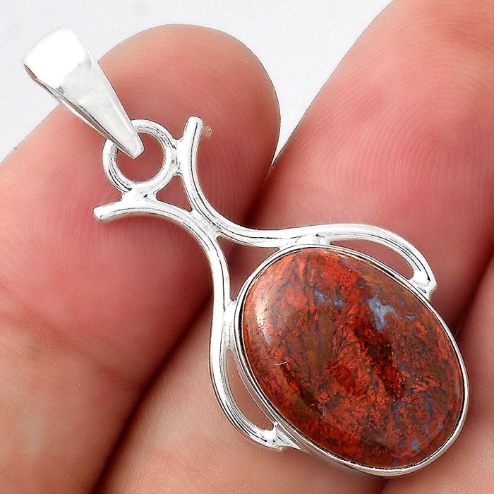 Natural Red Moss Agate Pendant SDP95173 P-1592, 12x17 mm
