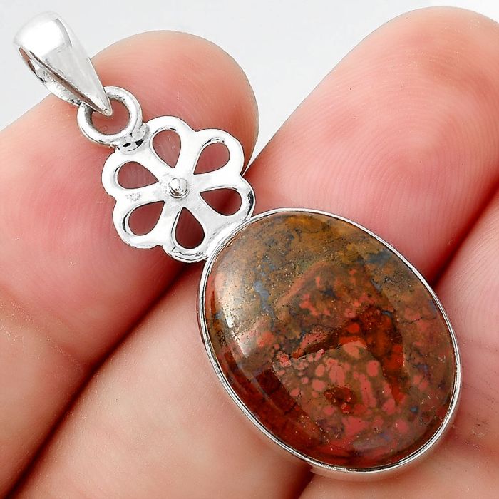 Natural Red Moss Agate Pendant SDP95809 P-1634, 15x20 mm