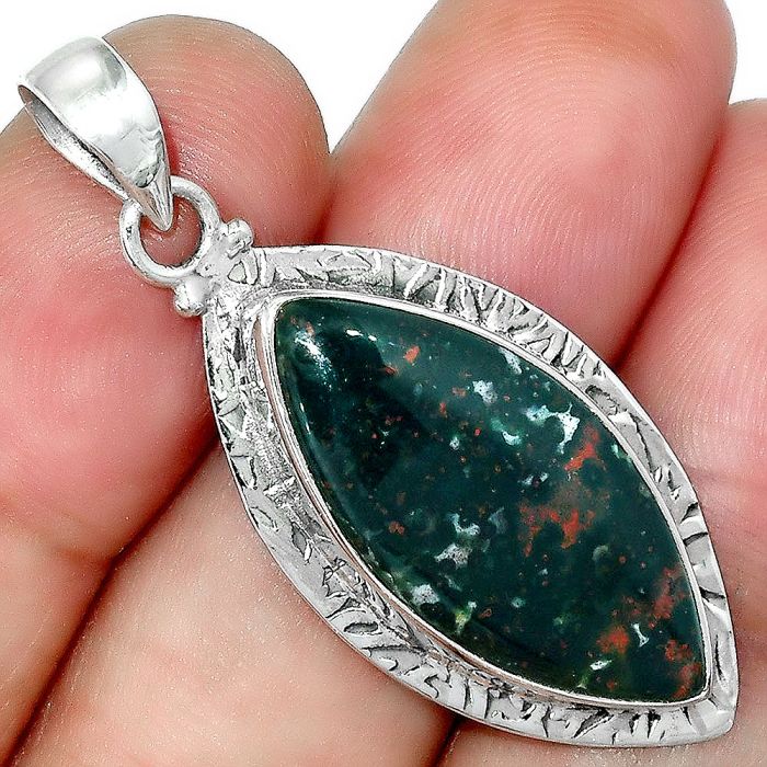 Natural Blood Stone - India Pendant SDP96092 P-1397, 13x26 mm