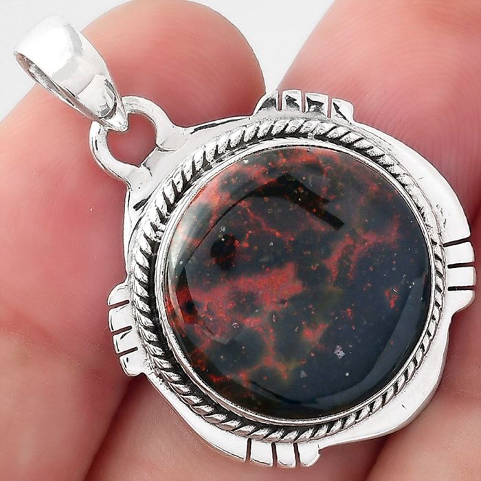 Natural Blood Stone - India Pendant SDP96713 P-1463, 18x18 mm