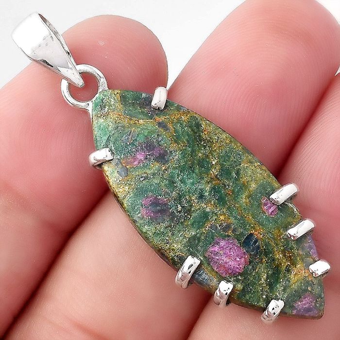 Natural Ruby In Fuchsite Pendant SDP96884 P-1372, 15x35 mm