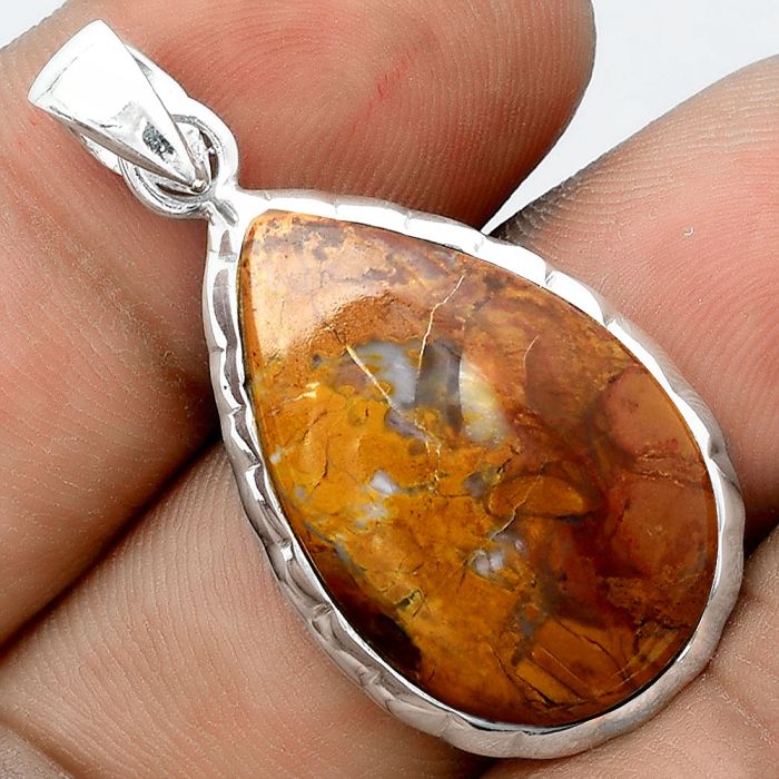 Natural Red Moss Agate Pendant SDP97069 P-1110, 16x25 mm
