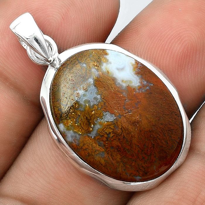 Natural Red Moss Agate Pendant SDP97085 P-1110, 18x24 mm