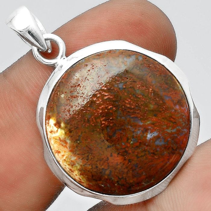 Natural Red Moss Agate Pendant SDP97099 P-1110, 22x22 mm